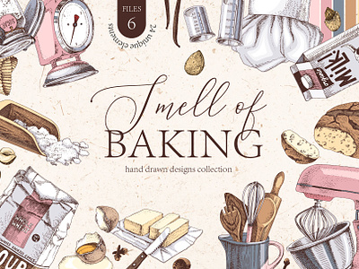 Smell of baking hand drawn set