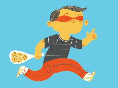 illustration for ammo magazine cookies illustration kid robber