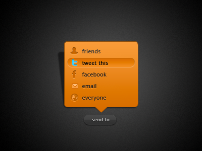 popup menu menu orange popup social