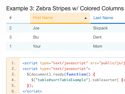 Stripes & Colors blue code css css3 helvetica neue jquery styleguide table white yellow