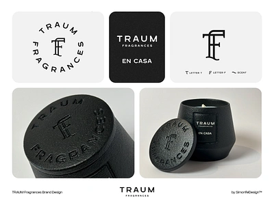 TRAUM Fragrances Logo Design aesthetic badge ceramic circular logo cosmetics fashion fragrance logo design logo explaination luxury luxury brand luxury monogram minimal perfume scented candles seal tf tf logo tf monogram traum