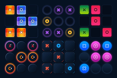 Tic-tac-toe Game | Button Effects 3d buttons dark mode effects graphic design neon neumorphism ui