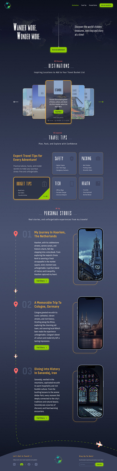 Travel Blog Landing Page landing page travel travel blog ui web design