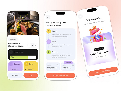 AI Based Food Calorie Tracker App ai assistant analysis cooking app ecomarce food app food app ui food order healthy mobile mobile app nutri recipes restaurant app reward tracking trial uiux visual design weight lifting weight loss