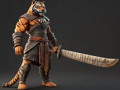 Tiger Warrior 3d modelling blender cgi character design heroic vibes jungle r1n7t0xb