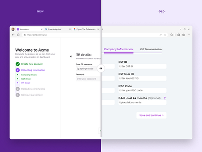 Data collection form comparison dashboard data collection form input field product design purple redesign steppers ui ux