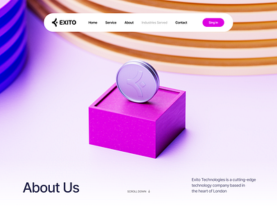 Exito About us landing page hero 3d 3d art design e commerce ecommerce finance fintech hero hero section landing landing page landingpage ui ux web web 3 web design web3 webdesign website