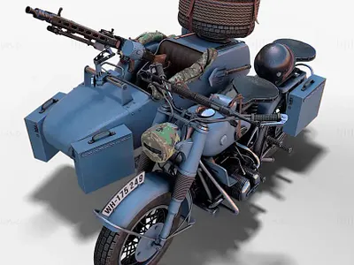 Military motorcycle 3d model