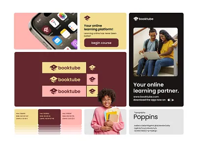 Booktube brand identity branding design education graphic design logo logo design logo identity design online streaming student study visual identity design