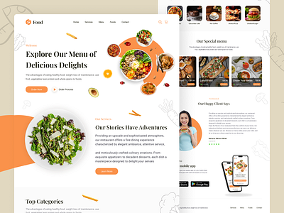 Restaurant Landing Page Design-Food food food delivery website food ui food website home page landing page redesign restaurant home page restaurant website design restaurants ui web design website