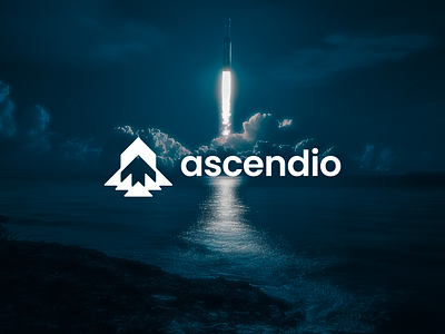 Ascendio – Logo Design arrow branding design flat geometrical logo minimal minimalism minimalist rocket ship sky space start up