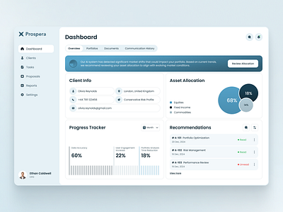 Wealth Management & Investments Tracking Dashboard ai chart charts dashboard data visualisation finance financial dashboard graph investments product design sidebar wealth wealth management