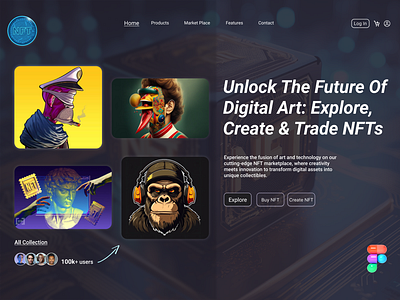 Tokenized Treasure (NFT) buynft conceotualdesign connectwithothers createnft darkthemedwebsite figma figmaexpert nft nonfungibletoken sellnft staysocialised tokenizedtreasure uiuxdesign