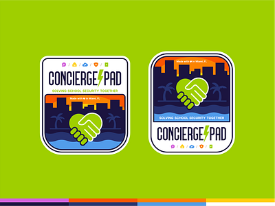 Concierge Pad badge badge branding business campus city graphic design handsake healthcare icon icon set illustration landscape logo platform product protect safety school secure vector