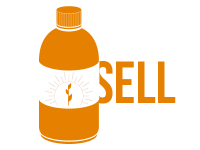 Sell! icon info graphic motion orange