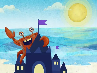 The Beach blue crab illustration ipad app sand