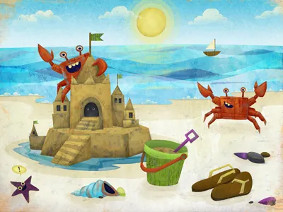 Beach Final blue crab illustration ipad app sand
