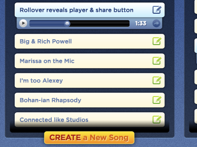 Preview or Edit audio facebook app flash interface music