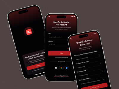 Job Finder Mobile App app app design job job app job finder app job finding app job listing job platform job portal mobile mobile app mobile application mobile design onboarding ui uiux ux uxdesign