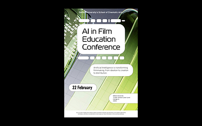 AI in Film Education Conference Poster Design ai film art film chicago event cinema cultural depauluniv education film freelancer future future of film los angeles event oanamaries poster design sleek university visuals