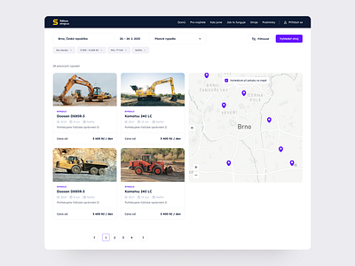 Search page detail - Sharing Heavy Equipment - Website concept digger excavator explore find page hana simkova heavy equipment page layout product design search page search page detail search page layout sharing service ui ui design ux design website design website layout