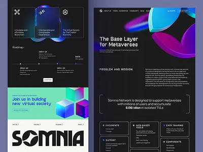 Somnia Web Design dark data visualization design development fintech graphic design home page interaction design interface landing page technology ui user experience ux ux design web design web marketing web page website website design