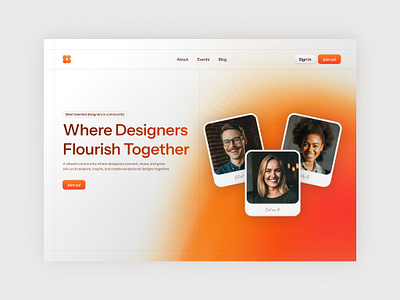 Design Community Landing Page community design gradient hero landingpage mesh orange ui website