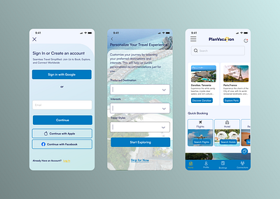 PlanVacation Mobile App design figma mobile app ui