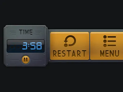 Sideways Racing — In game time and menu UI dark game gold ios lcd racing yellow