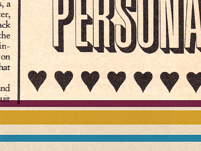 Persona collage heart paper scan texture typography