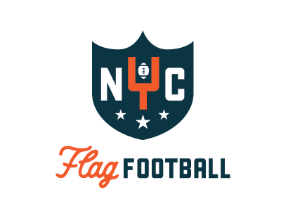 NYC Flag Football 2 flag football identity logo mark nyc shield sports type