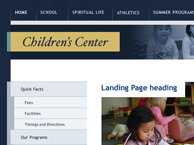 Children's Center blue dark gold sea green website
