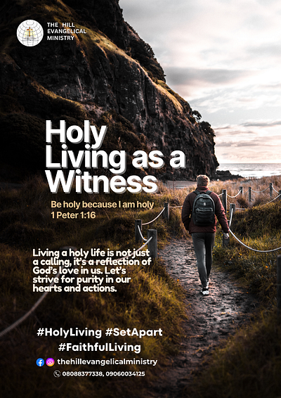 Holy Living as a Witness - Inspirational Flyer Design bible verse design christian design holy living inspirational design purity and faith typography design