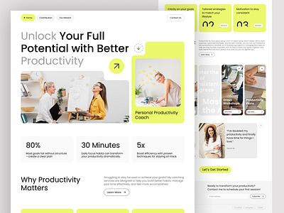 Personal Productivity Coach - Landing Page design ui ux we web web design website