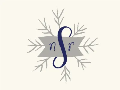Snowflake Wedding Logo flake illustration initial lettering logo monogram snow wedding