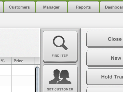 POS UI Mock v1 buttons icons point of sale ui