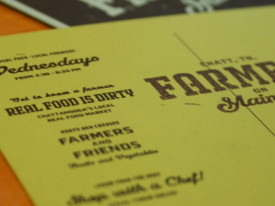 Farmers on Main postcard branding farmers food logo market postcard stamp typography