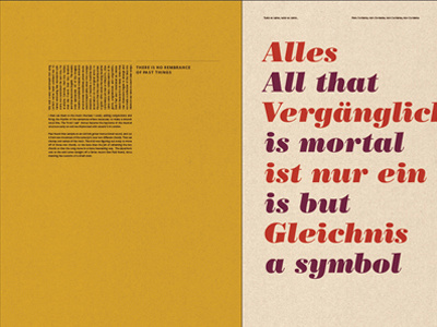 Gleichnis book purple red spread typography yellow