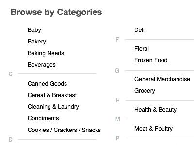 Alphabetical Category List boxing grey ui
