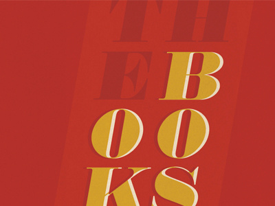 The Books diagonal gold italic red typography