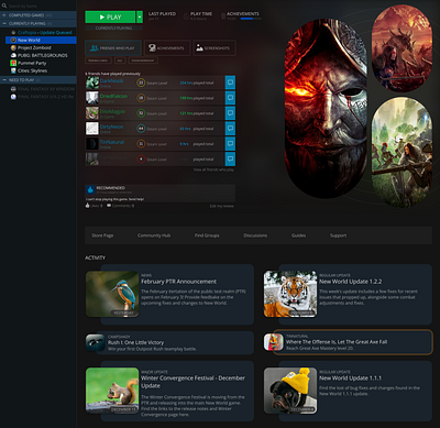 Steam Library design ui