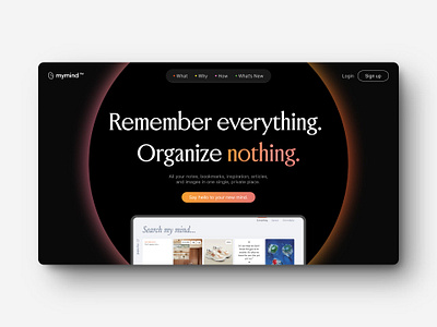 Mymind extension | Main Page Concept typography ui web design website