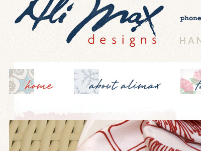 Alimax detail 01 design hand made handwriting navigation pattern texture web