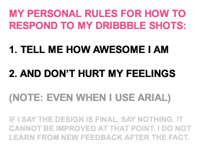 My Dribbble Rules rules satire