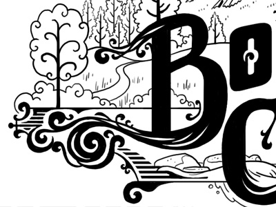 Ornamental B design illustration typography