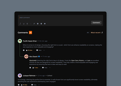 Comment section UI | Dashpro v1 comments dashboard minimal ui ui ui design ux website