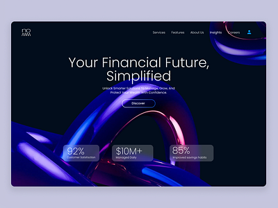 nomm | Landing Page 3d branding finance futuristic graphic design landing page logo technology ui ux