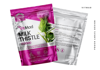 Vitmad Milk Thistle cleansing herbal supplement milk thistle natural detoxifier non gmo pouch label design