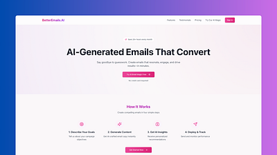 Introducing EmailAI: The future of email marketing is here. ai branding email saas ui