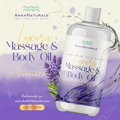 Luxury Massage & Body Oil Lavender beauty body oil cosmetics label design massage oil packaging packaging design product infographic skincare